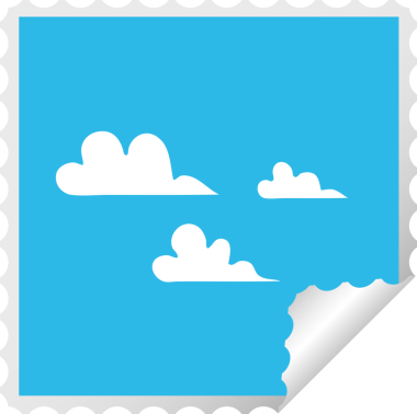 Bir insan tarafından çizilmiş bir bulutun kare soyulmuş çıkartması.