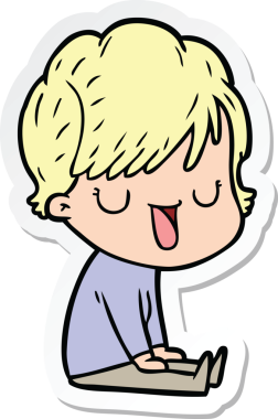 Bir insan tarafından çizilmiş bir karikatür kadının çıkartması.