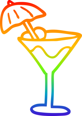 gökkuşağı gradyan çizgisi bir insan tarafından çizilmiş bir martini içeceği.