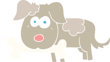 Bir insan tarafından çizilmiş kemikli köpeğin düz renk çizimi