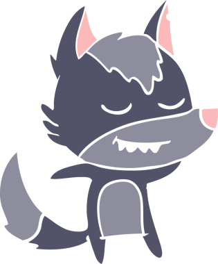 Bir insan tarafından çizilmiş düz renkli çizgi film kurdu.