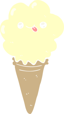 Bir insan tarafından çizilmiş düz renkli çizgi film dondurması.