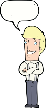 Bir insan tarafından çizilmiş konuşma balonu olan gururlu bir adam.