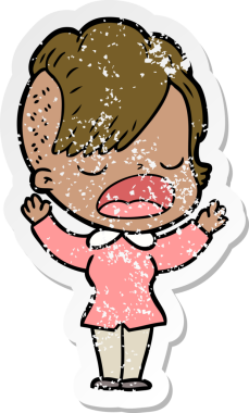 Bir insan tarafından çizilmiş havalı bir hippi kızın karikatür çıkartması.