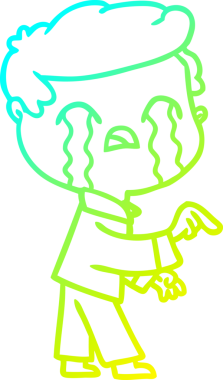 Bir insan tarafından çizilmiş ağlayan bir çizgi film karakteri çizimi.