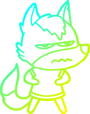 Bir insan tarafından çizilmiş, kızgın bir kurdun soğuk çizgi çizimi.