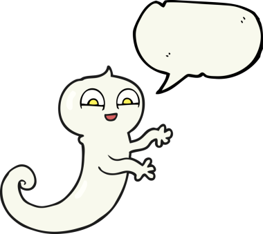 Bir insan tarafından çizilmiş serbest konuşma balonu çizgi film hayaleti.