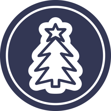 Noel ağacı dairesel simgesi bir insan tarafından çizilmiş.