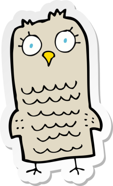 Bir insan tarafından çizilmiş bir baykuşun çıkartması.