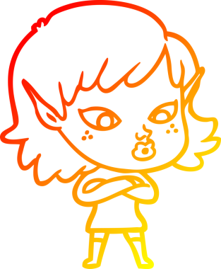 Bir insan tarafından çizilmiş güzel bir elf kızı çizimi.