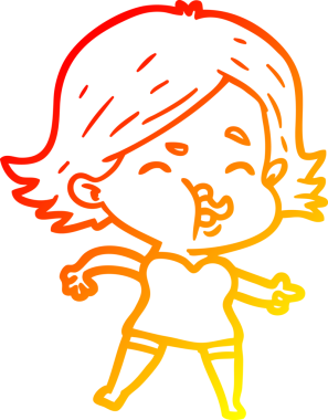 Bir insan tarafından çizilmiş bir çizgi film kızının sıcak çizgi çizimi.