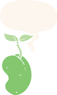 bir insan tarafından çizilmiş konuşma baloncuğu ile filizlenen çizgi film tohumu