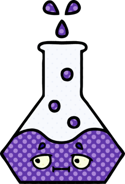 Bir insan tarafından çizilmiş bir bilim şişesi karikatürü.