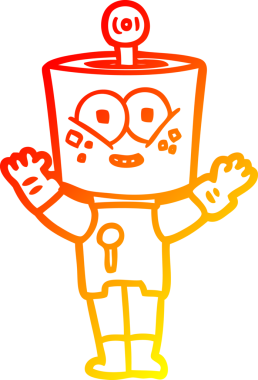 Bir insan tarafından çizilmiş mutlu bir çizgi robot çizimi