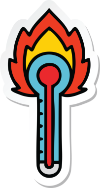 Bir insan tarafından çizilmiş şirin bir karikatür cam termometresinin çıkartması.