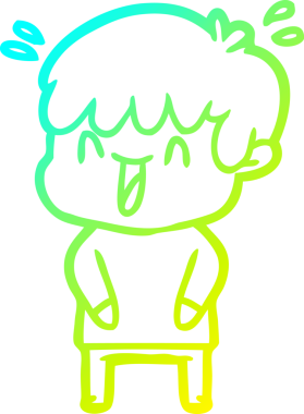 Bir insan tarafından çizilmiş gülen bir çizgi film karakteri çizimi.