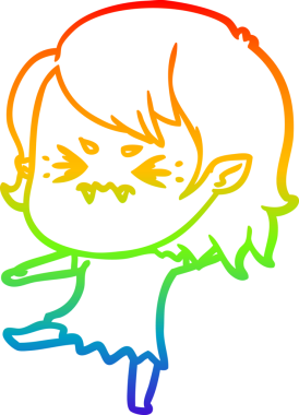 Gökkuşağı gradyan çizgi çizimi Bir insan tarafından çizilmiş rahatsız bir vampir kız çizgi filmi