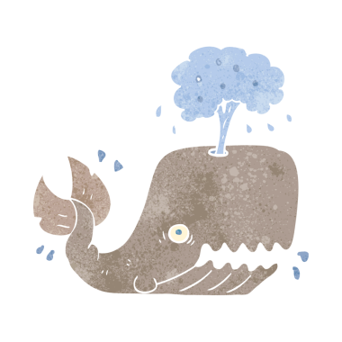 Bir insan tarafından çizilen serbest çekim retro karikatür balinası.