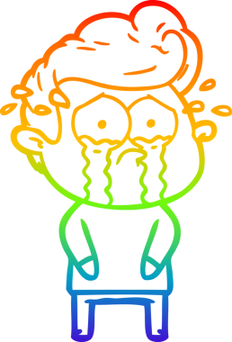 Bir insan tarafından çizilmiş ağlayan bir adamın çizdiği gökkuşağı gradyan çizgisi.