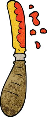 Karikatür reçeli bir insan tarafından çizilmiş bıçak yayıyor.