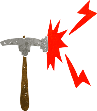 Bir insan tarafından çizilmiş karton çekiç.