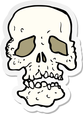 Bir insan tarafından çizilmiş bir karikatür kafatası çıkartması.