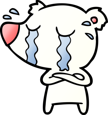 Bir insan tarafından çizilmiş üzgün küçük kutup ayısı çizgi filmi.