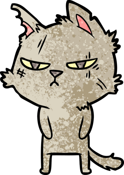 Bir insan tarafından çizilmiş sert çizgi film kedisi.