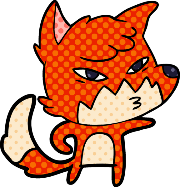 Bir insan tarafından çizilmiş akıllı çizgi film tilkisi.