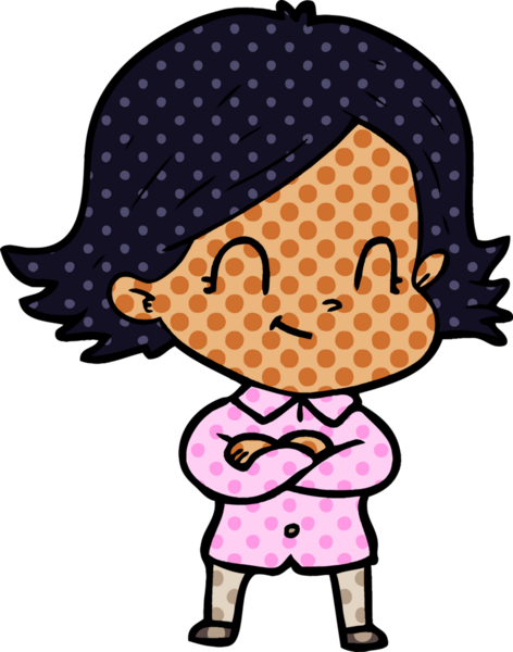 Bir insan tarafından çizilmiş karikatür dostu kız.