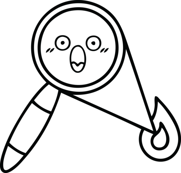 Bir insan tarafından çizilmiş bir büyüteç çizgi çizimi