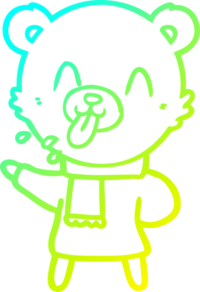 Bir insan tarafından çizilmiş kaba bir çizgi film ayısının soğuk gradyan çizimi