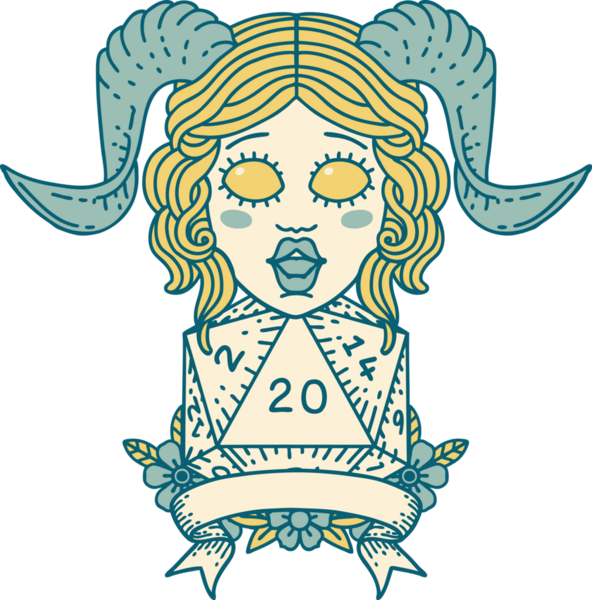 Retro Dövme Biçimi Bir insan tarafından çizilmiş doğal 20 D20 rulo ile sıralanır