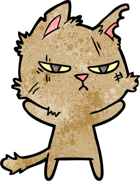 Bir insan tarafından çizilmiş sert çizgi film kedisi.