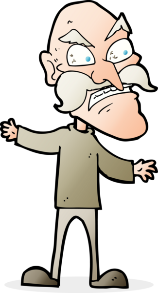 Bir insan tarafından çizilmiş kızgın yaşlı bir adam.