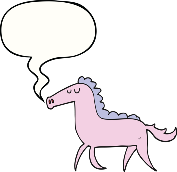 Bir insan tarafından çizilmiş konuşma balonlu çizgi film atı.