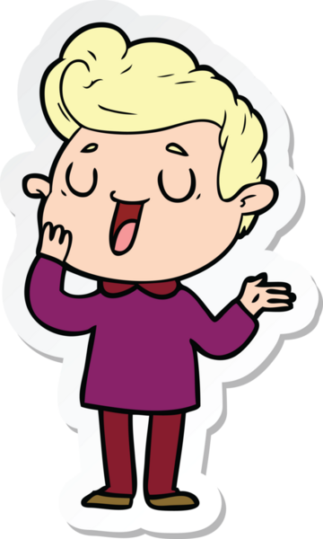 Bir insan tarafından çizilmiş mutlu bir çizgi film karakterinin çıkartması.