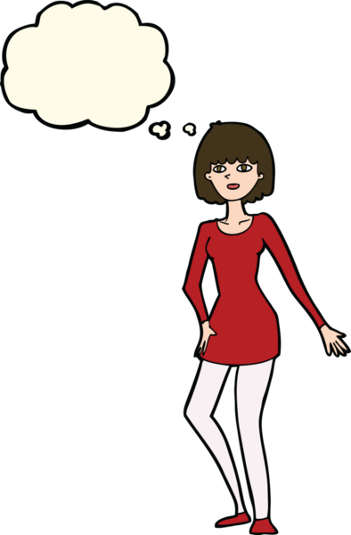 Bir insan tarafından çizilmiş düşünce balonlu bir kadın.