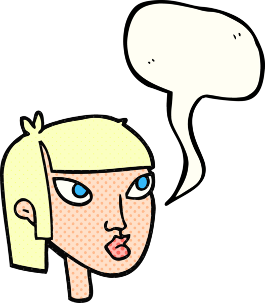 Bir insan tarafından çizilmiş serbest çizilmiş çizgi roman konuşma balonu kadın yüzü.