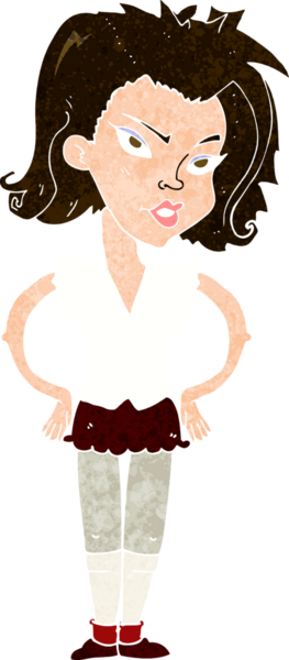 Bir insan tarafından çizilmiş kalçaları olan çizgi film kadını.