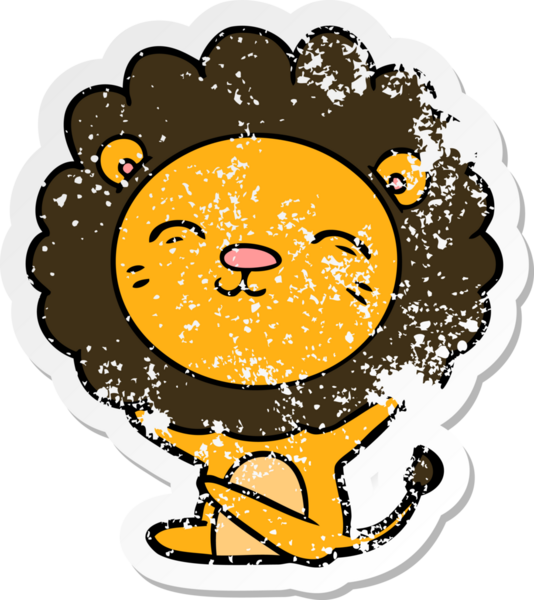 Bir insan tarafından çizilmiş karikatür aslanının sıkıntılı çıkartması.