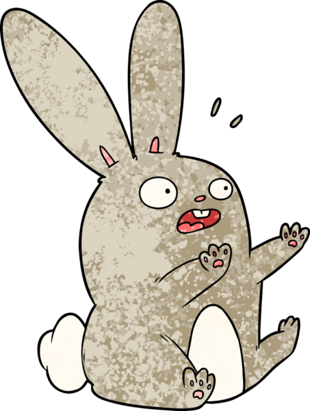 Çizgi film bir insan tarafından çizilmiş ürkmüş tavşan.