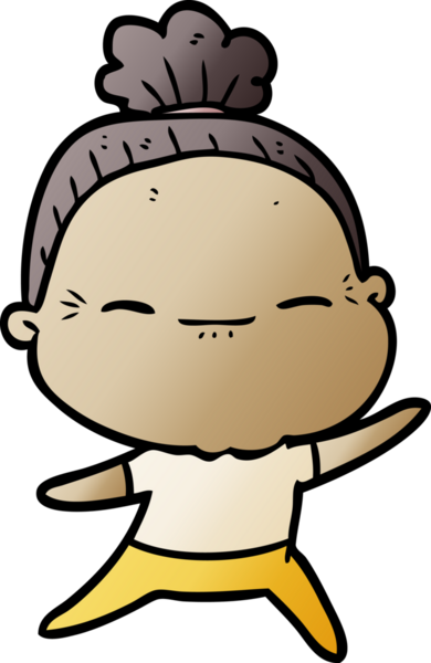 Bir insan tarafından çizilmiş barışçıl yaşlı bir kadın.