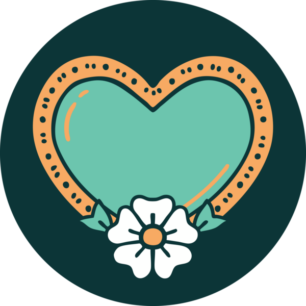 Bir insan tarafından çizilmiş kalp ve çiçeğin ikonik dövme şekli