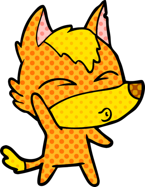 Bir insan tarafından çizilmiş tilki çizgi film karakteri