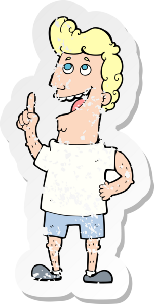 Bir insan tarafından çizilmiş mutlu bir adamın karikatür yapıştırması.