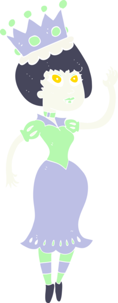 Bir insan tarafından çizilen düz renkli vampir kraliçe çizimi