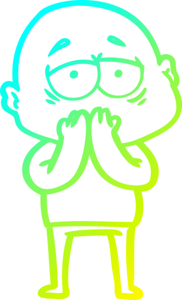 Bir insan tarafından çizilmiş, yorgun, kel bir adamın çizdiği soğuk çizgi.