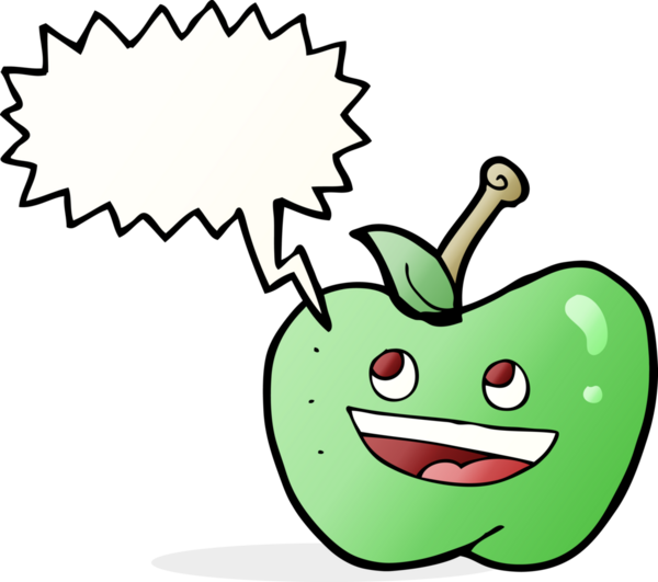 bir insan tarafından çizilmiş konuşma balonlu çizgi film elması