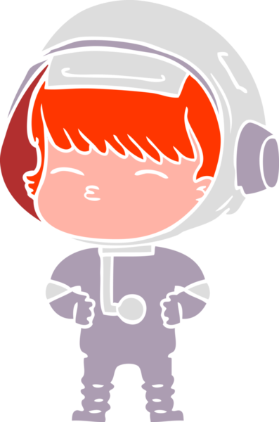 Düz renkli çizgi film meraklısı astronot bir insan tarafından çizilmiş.